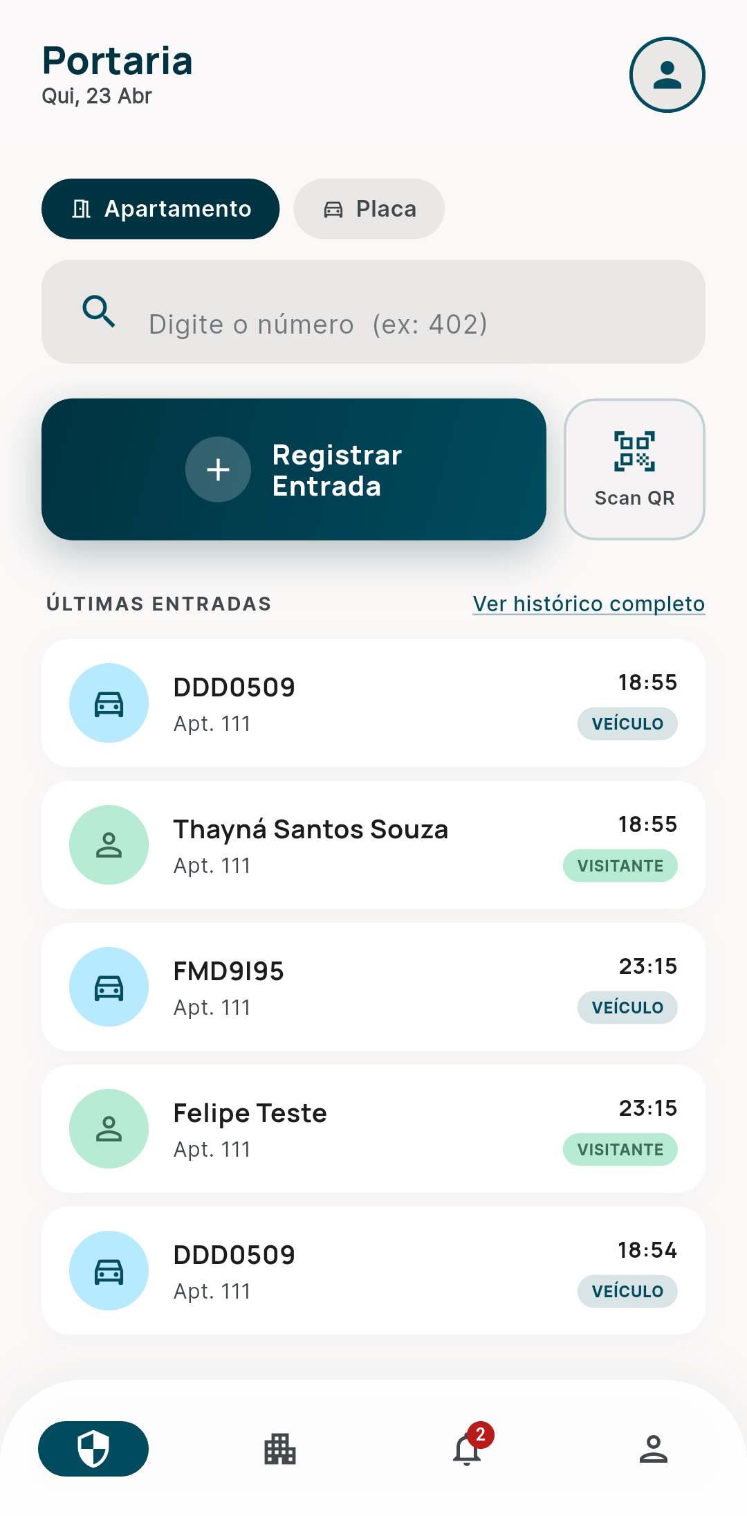 Tela da Portaria AcessoCerto